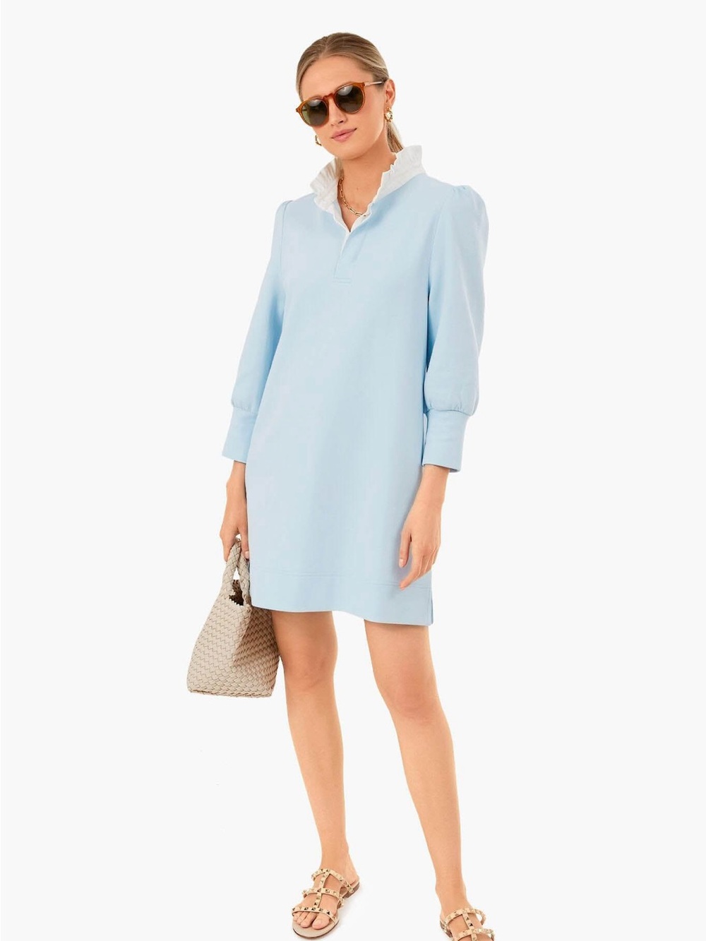 Tuckernuck Pomander Place Blue Charlotte Terry Mini Dress Small Ruffle Shift